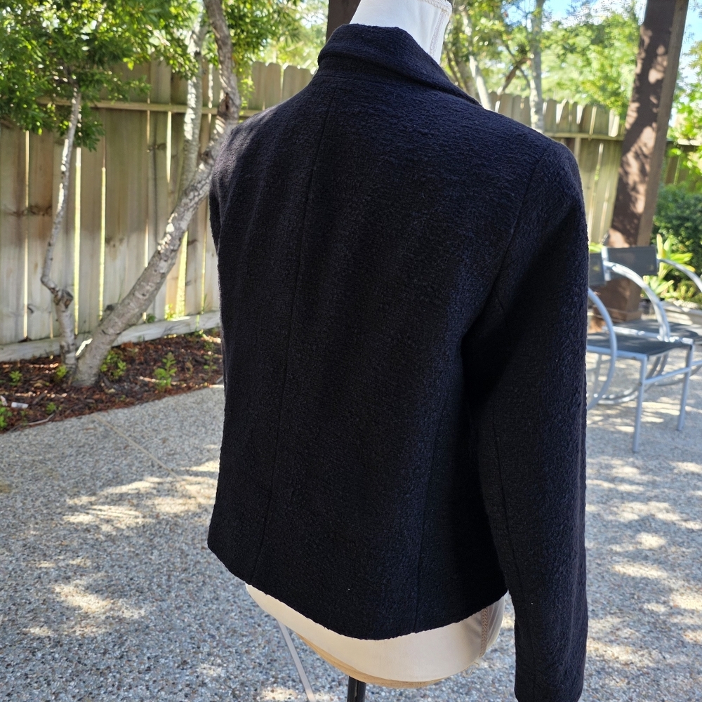 Nwot Zara Tweed Black Blazer Textured Patch Pocket Emblem Gold ButtonsCropped L - Picture 9 of 15